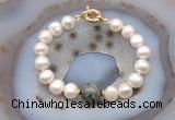 CFB1066 Hand-knotted 9mm - 10mm potato white freshwater pearl & African turquoise bracelet