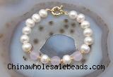 CFB1083 Hand-knotted 9mm - 10mm potato white freshwater pearl & candy jade bracelet