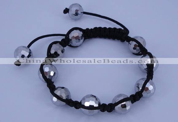 CFB525 12mm faceted round crystal beads adjustable bracelet wholesale