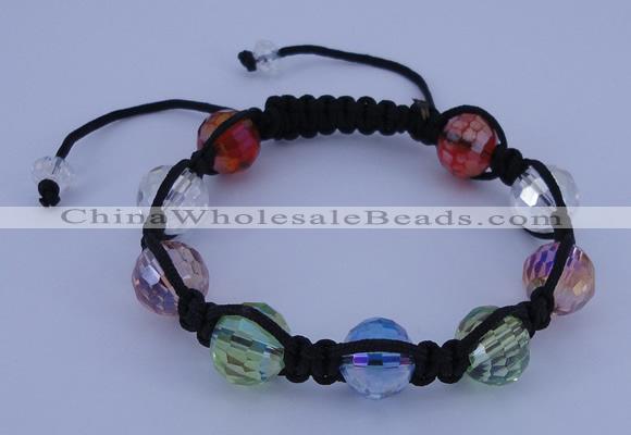 CFB529 12mm faceted round crystal beads adjustable bracelet wholesale