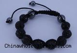 CFB561 12mm round rhinestone with hematite beads adjustable bracelet