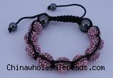 CFB575 12mm round rhinestone with hematite beads adjustable bracelet