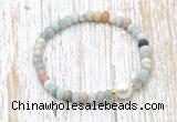 CFB706 faceted rondelle amazonite & potato white freshwater pearl stretchy bracelet