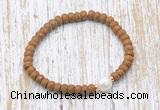 CFB739 faceted rondelle wooden jasper & potato white freshwater pearl stretchy bracelet
