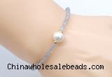 CFB804 4mm faceted round labradorite & potato white freshwater pearl bracelet