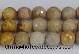 CFC229 15.5 inches 6mm faceted round fossil coral beads