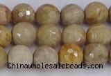 CFC230 15.5 inches 8mm faceted round fossil coral beads