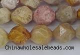 CFC238 15.5 inches 10mm faceted nuggets fossil coral beads