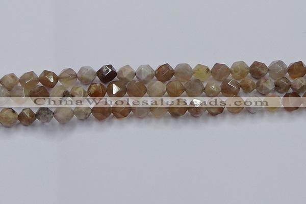 CFC301 15.5 inches 8mm faceted nuggets coral jade beads