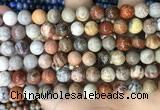 CFC342 15.5 inches 8mm round red fossil coral beads wholesale