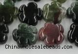 CFG1001 15.5 inches 16mm carved flower Indian Agate beads