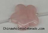 CFG1011 15.5 inches 30mm carved flower rose quartz beads