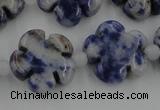 CFG1024 15.5 inches 16mm carved flower sodalite gemstone beads