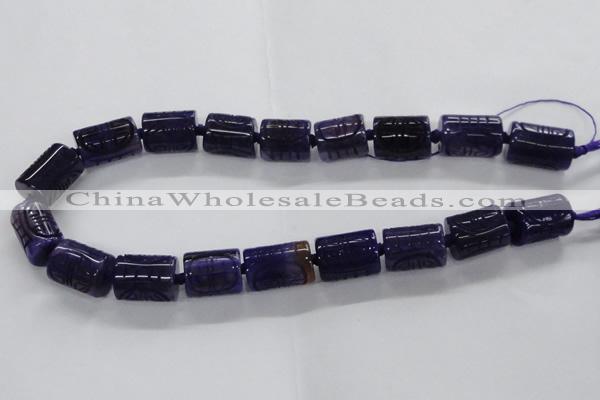 CFG1104 15.5 inches 15*20mm carved tube agate gemstone beads