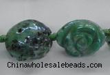 CFG1166 15.5 inches 25mm carved flower plated agate gemstone beads