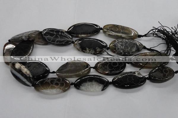 CFG1176 15.5 inches 20*40mm – 25*45mm carved freeform agate beads