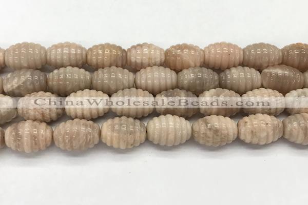 CFG1506 15.5 inches 15*20mm carved rice moonstone beads