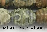 CFG1509 15.5 inches 15*20mm carved rice rhyolite gemstone beads