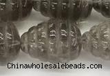 CFG1515 15.5 inches 15*20mm carved teardrop smoky quartz beads