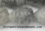 CFG1516 15.5 inches 15*20mm carved teardrop cloudy quartz beads
