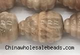 CFG1518 15.5 inches 15*20mm carved teardrop moonstone beads