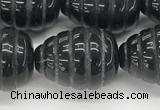 CFG1521 15.5 inches 15*20mm carved teardrop black agate beads