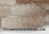 CFG1527 15.5 inches 10*35mm carved teardrop pink quartz beads