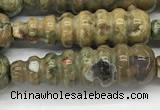 CFG1531 15.5 inches 10*35mm carved teardrop rhyolite gemstone beads