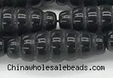 CFG1545 15.5 inches 10*30mm carved rice black agate beads