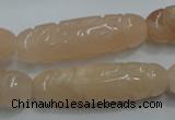 CFG209 15.5 inches 12*40mm carved rice pink aventurine jade beads