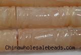 CFG212 15.5 inches 14*31mm carved column pink aventurine jade beads