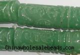 CFG213 15.5 inches 14*31mm carved column green aventurine jade beads