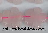 CFG219 15.5 inches 24mm carved flower rose quartz beads