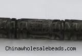 CFG223 15.5 inches 14*31mm carved column smoky quartz beads