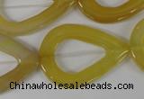 CFG266 15.5 inches 28*35mm carved teardrop yellow agate beads