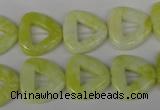 CFG275 15.5 inches 15*15mm carved triangle lemon jade beads