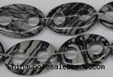 CFG301 15.5 inches 18*25mm carved oval black water jasper beads