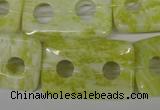 CFG336 15.5 inches 20*30mm carved rectangle lemon jade beads