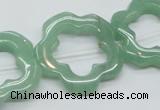 CFG34 15.5 inches 30mm carved flower green aventurine jade beads