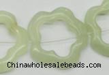 CFG36 15.5 inches 30mm carved flower green jade beads