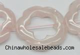 CFG42 15.5 inches 35mm carved flower rose quartz beads wholesale