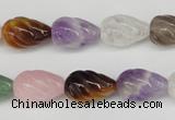 CFG51 15.5 inches 10*16mm carved teardrop mixed gemstone beads