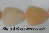 CFG526 15.5 inches 25*25mm carved triangle pink aventurine beads