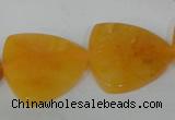 CFG527 15.5 inches 25*25mm carved triangle yellow aventurine beads