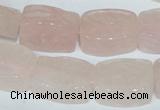 CFG546 15.5 inches 15*20mm carved brick rose quartz beads