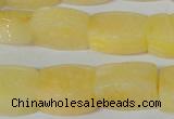 CFG547 15.5 inches 15*20mm carved brick yellow jade beads