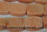 CFG548 15.5 inches 15*20mm carved brick red aventurine beads