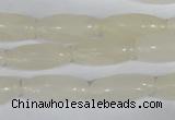 CFG551 15.5 inches 8*20mm carved rice white jade beads