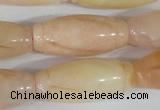 CFG555 15.5 inches 15*35mm carved rice pink aventurine beads