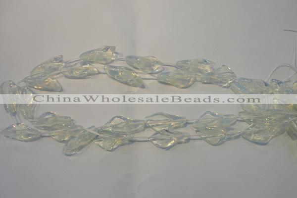 CFG558 15.5 inches 14*28mm carved trumpet flower opal beads